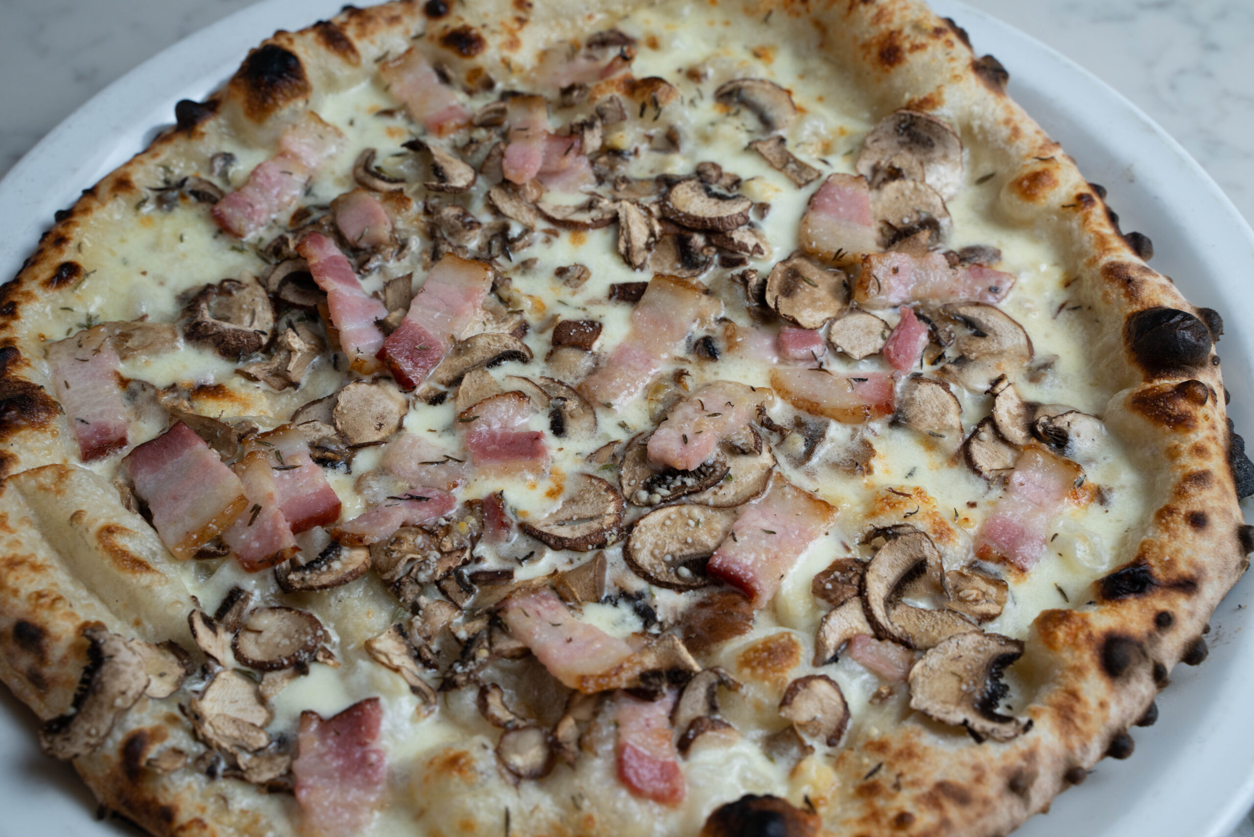 Pancetta & Funghi 900 Degrees WoodFired Pizzeria